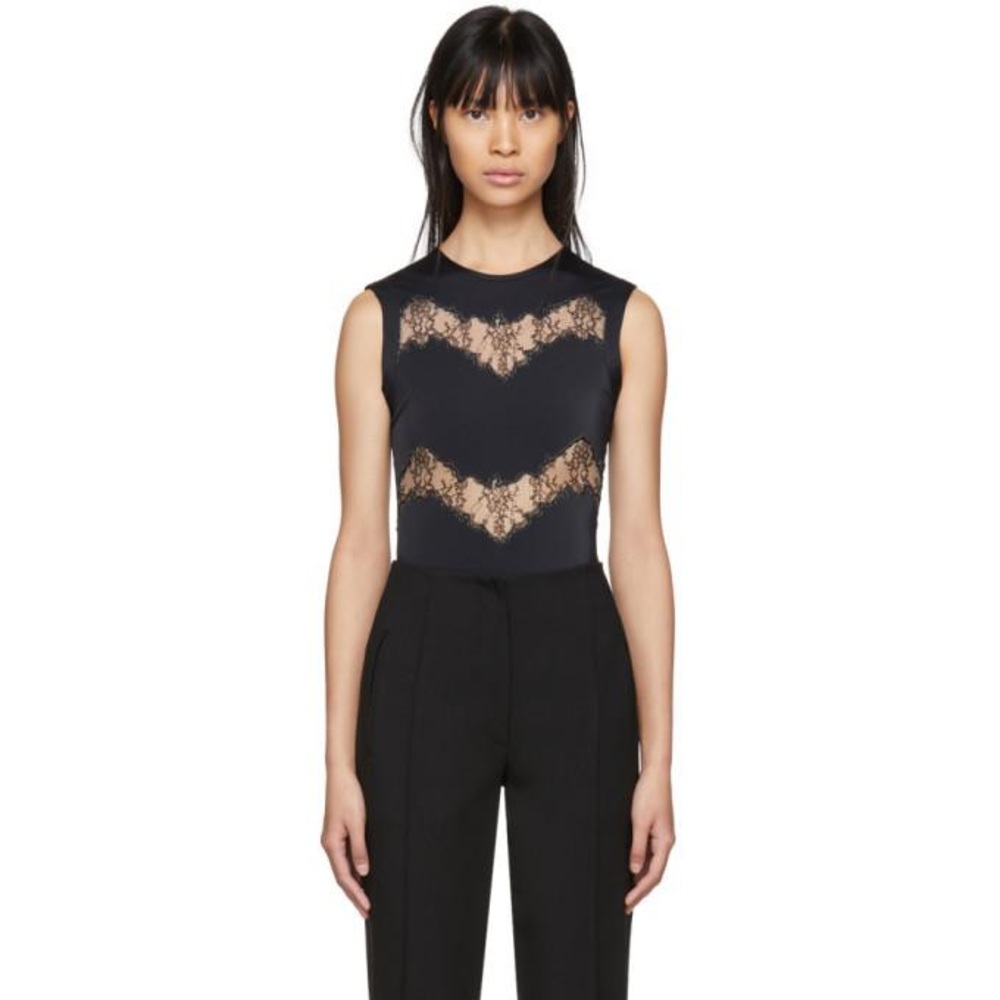 Valentino Black Bodysuit with Lace Inset